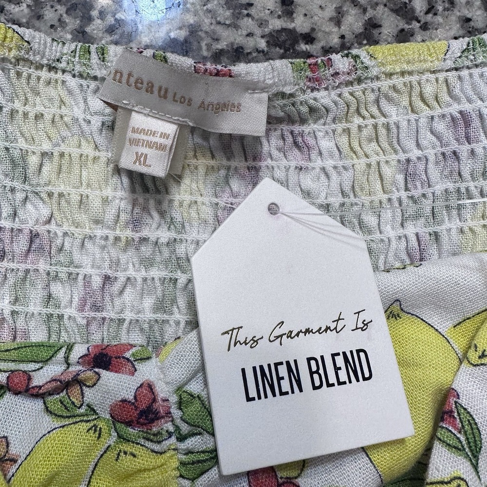 NWT Monteau Los Angeles Lemon And Floral Print Cropped Tube Top X-Large - Picture 4 of 9
